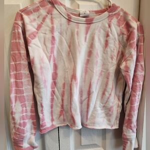 GAP Girls Pink Tie-Dye Long Sleeve Cropped Top